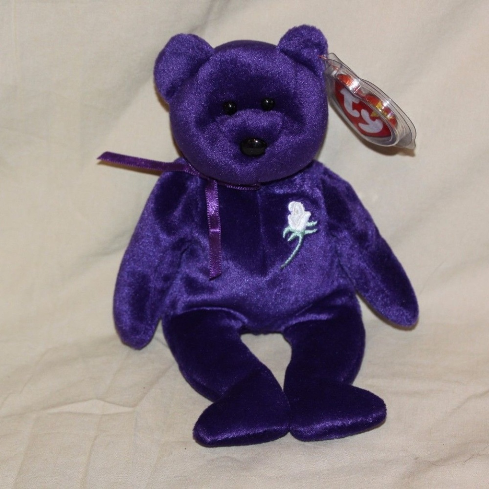 TY Beanie Baby Bear Princess Diana Purple MWMT